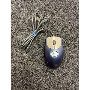 Logitech Wheel Mouse M-BD58 Wired USB Optical Metallic Blue Silver Vintage